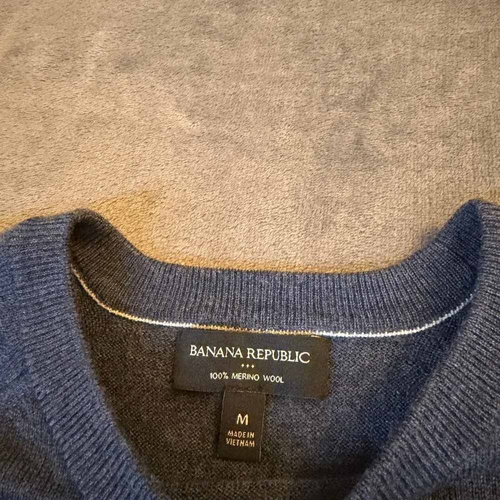 Banana Republic Blue 100% Merino Wool Raglan Crew‎ Neck Sweater Mens Medium